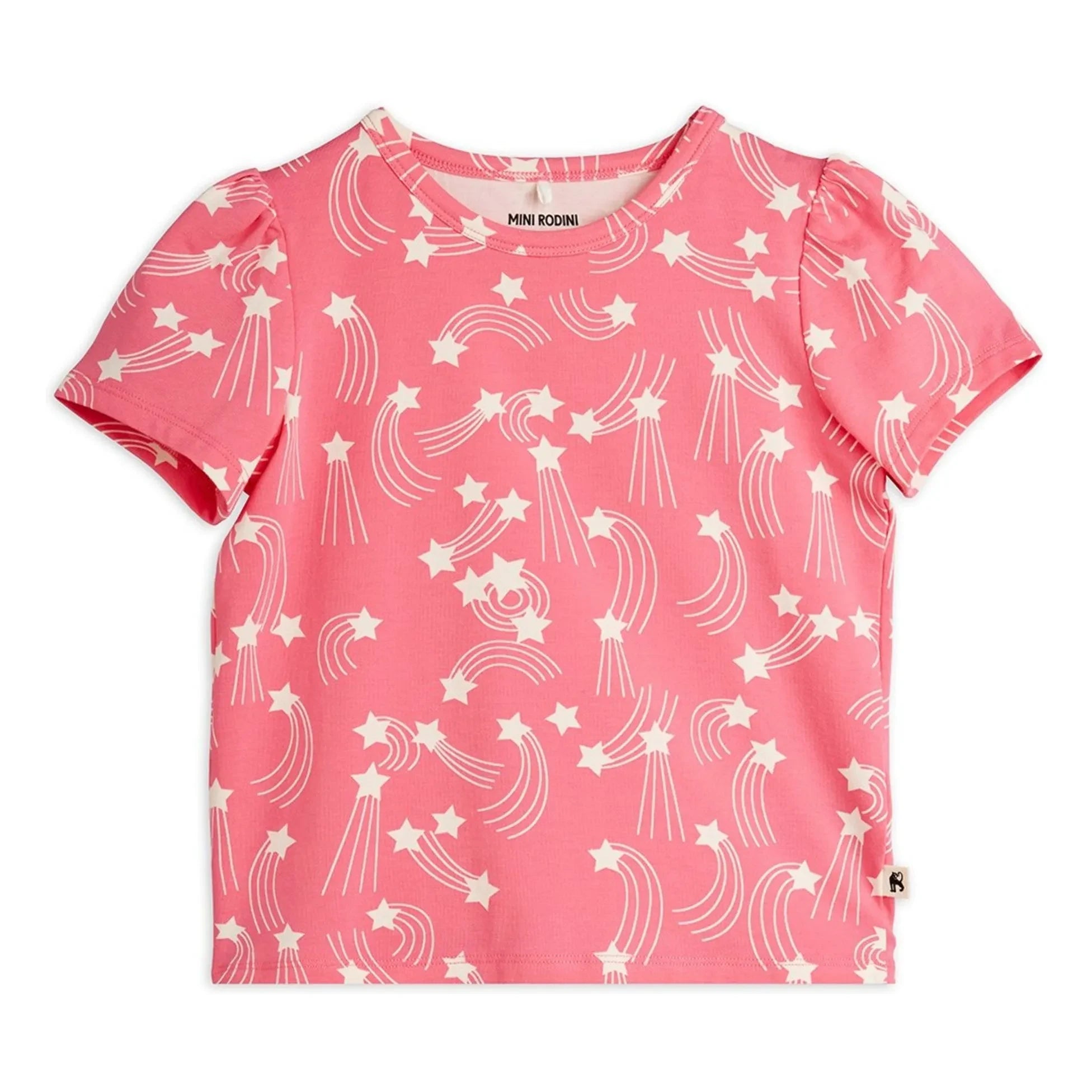 Mini Rodini - Camiseta de Algodón Orgánico con Estrellas | Rosa