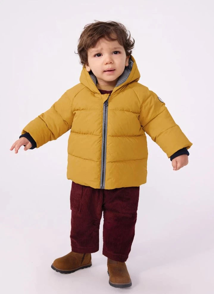 Petit Bateau - Abrigo de plumón liso para bebé | Amarillo