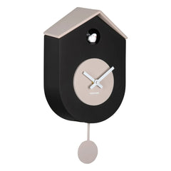 Present Time - Reloj de pared de cuco Gato | Negro