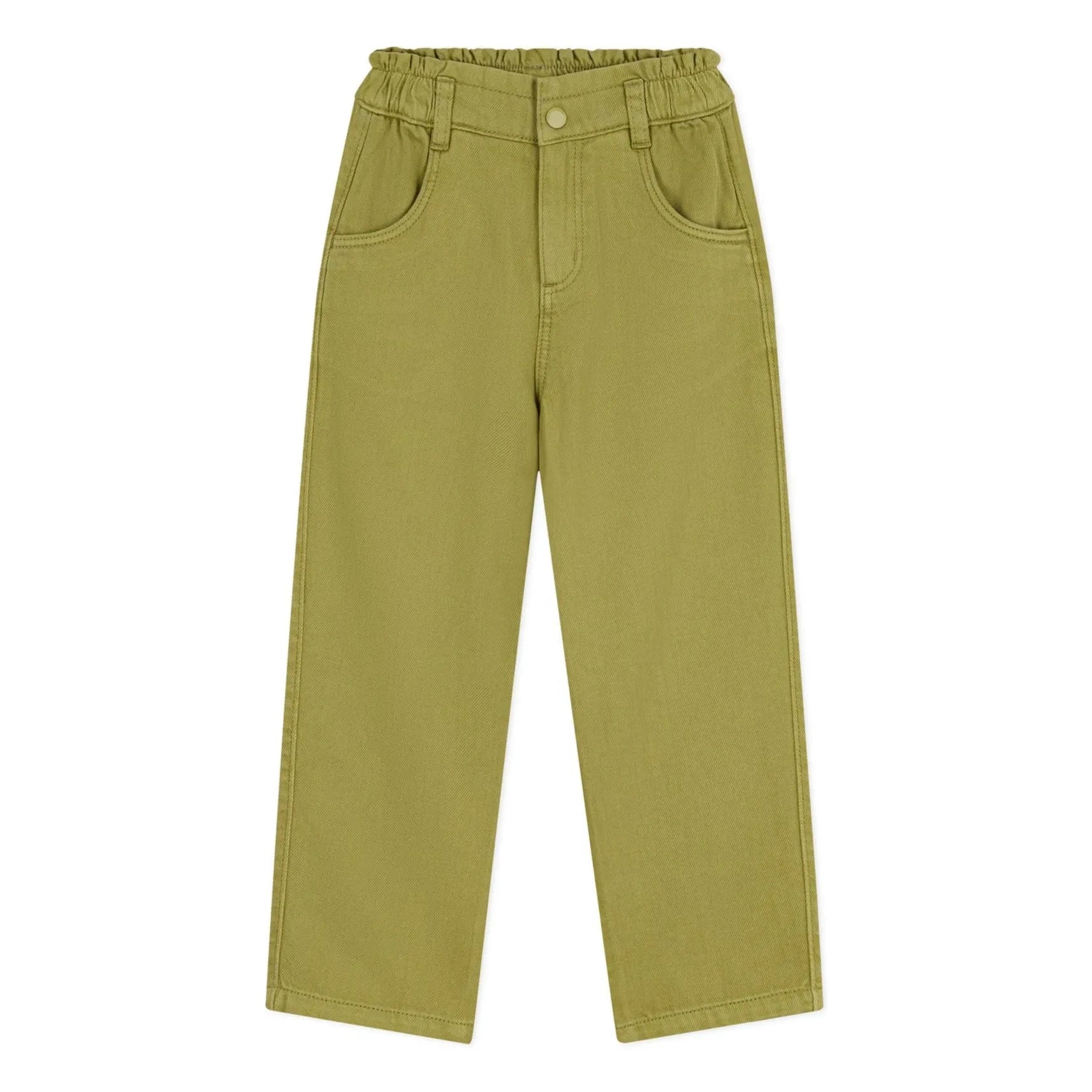Petit Bateau - Pantalón de sarga con cordón en la cintura | Verde oliva
