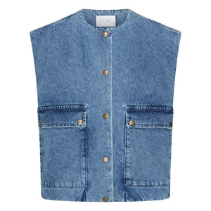 Chaqueta sin mangas de denim de algodón orgánico By Bar - Maggie | Azul vaquero