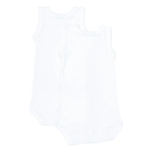 Petit Bateau - Conjunto de 2 peleles sin mangas de algodón orgánico para bebé | Blanco