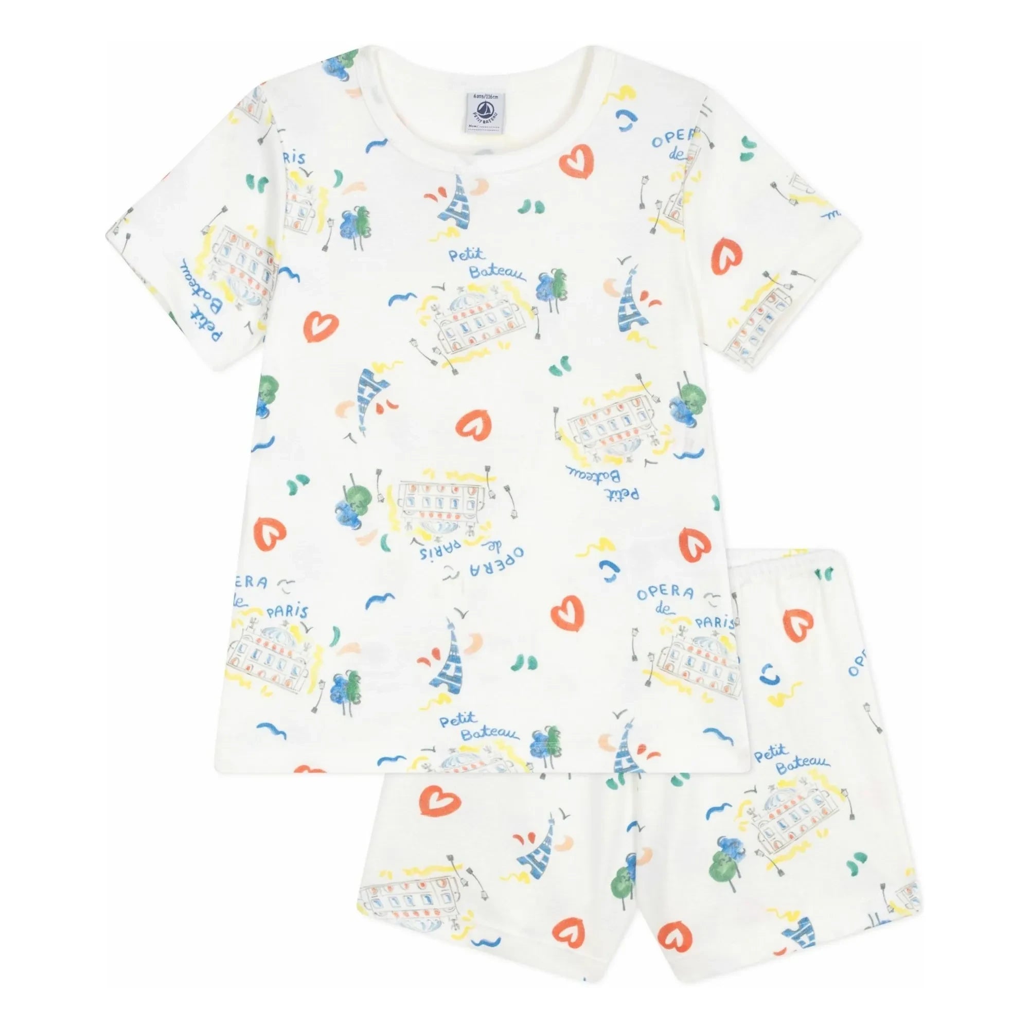 Petit Bateau - Pijama corto ópera | Blanco