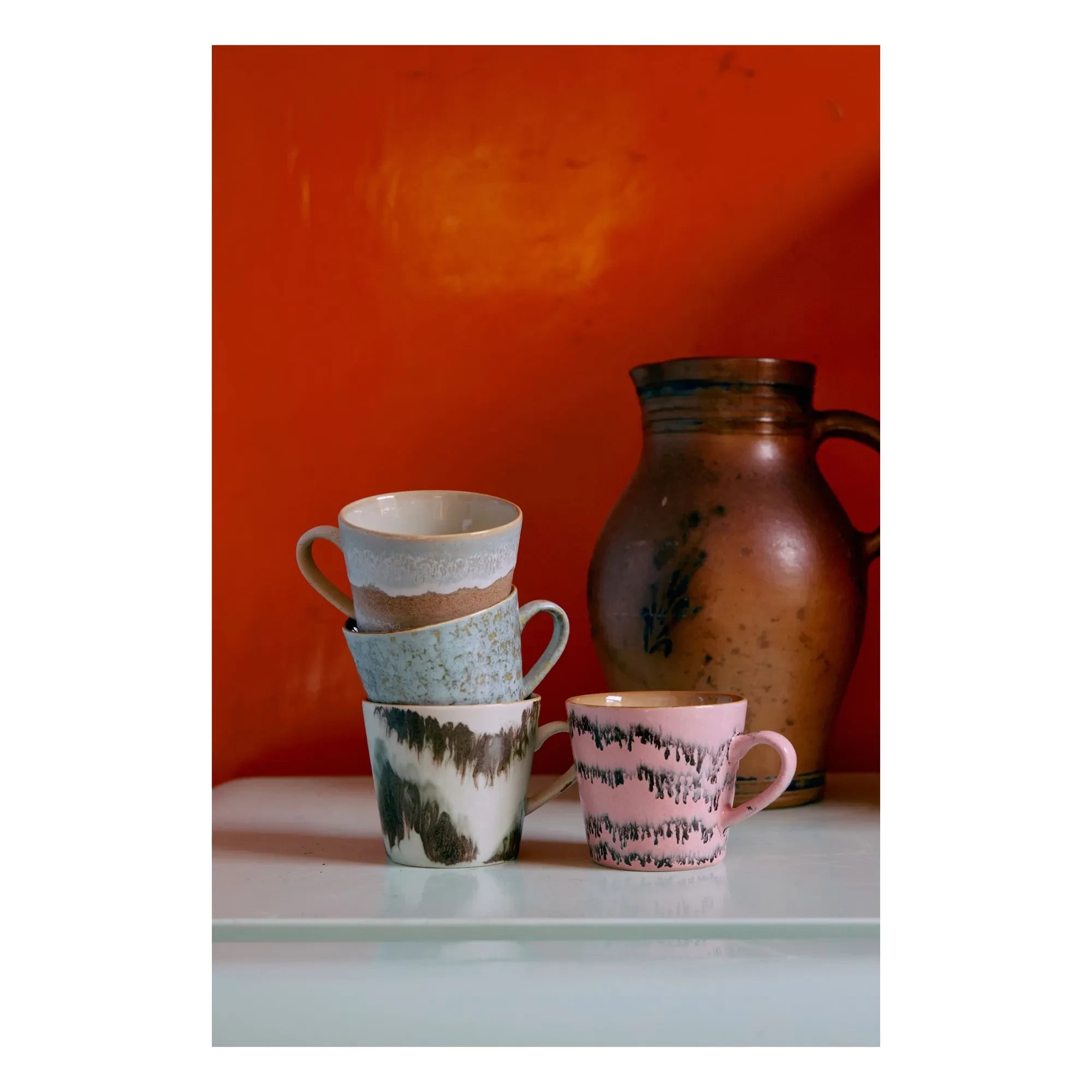 HKliving - Tazas de capuchino Dada - Juego de 4