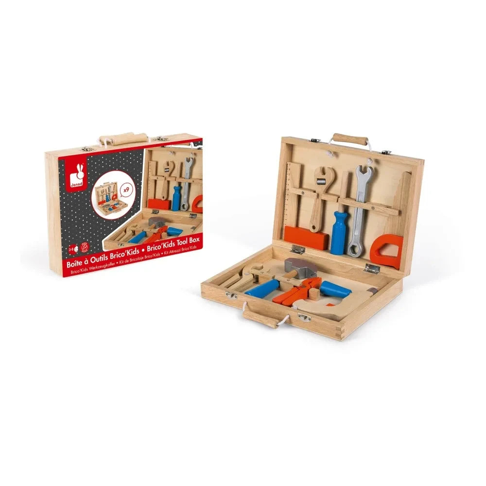 Janod - Caja de herramientas Brico Kids - 9 piezas