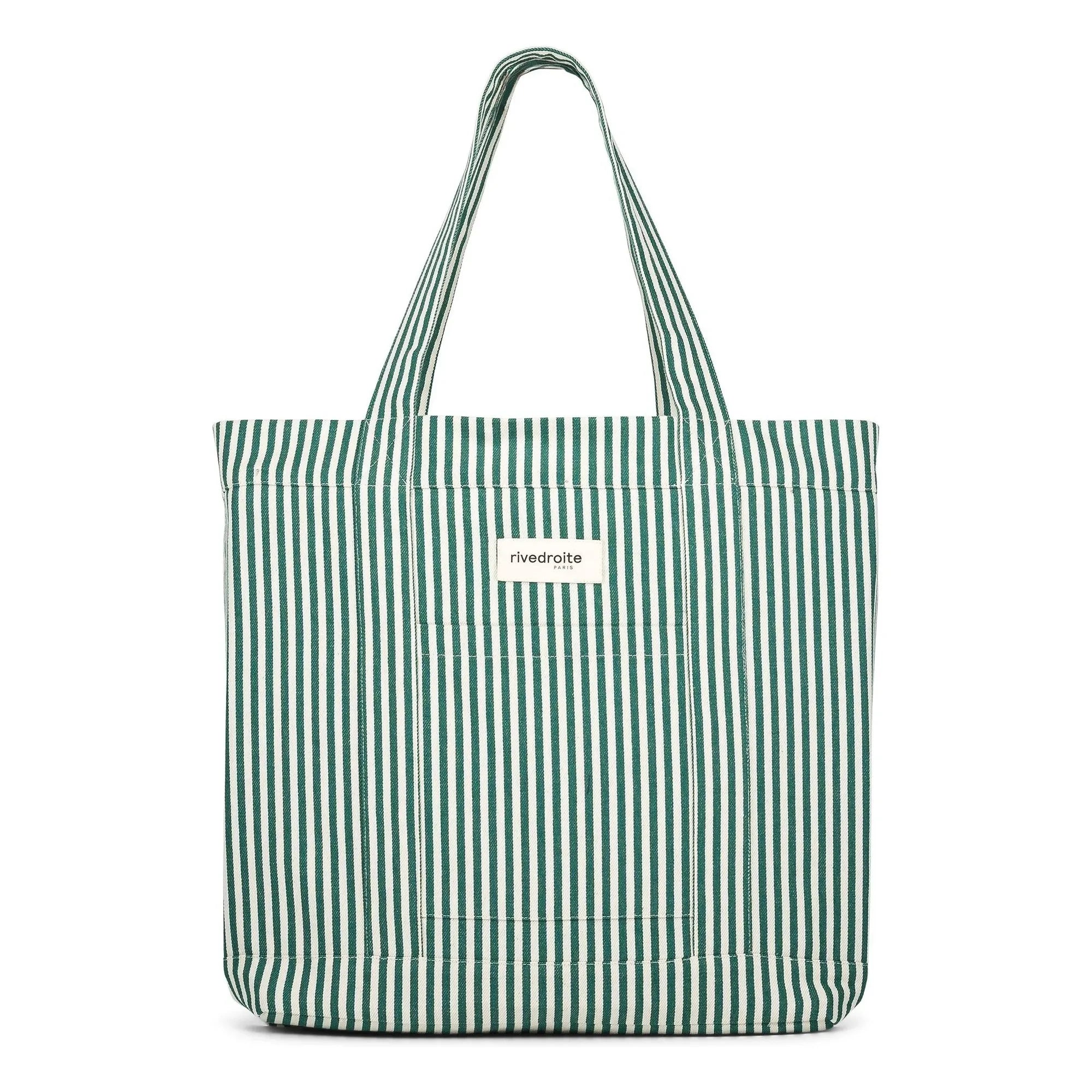 rivedroite - Bolso de compras Amelot de algodón reciclado a rayas | Verde