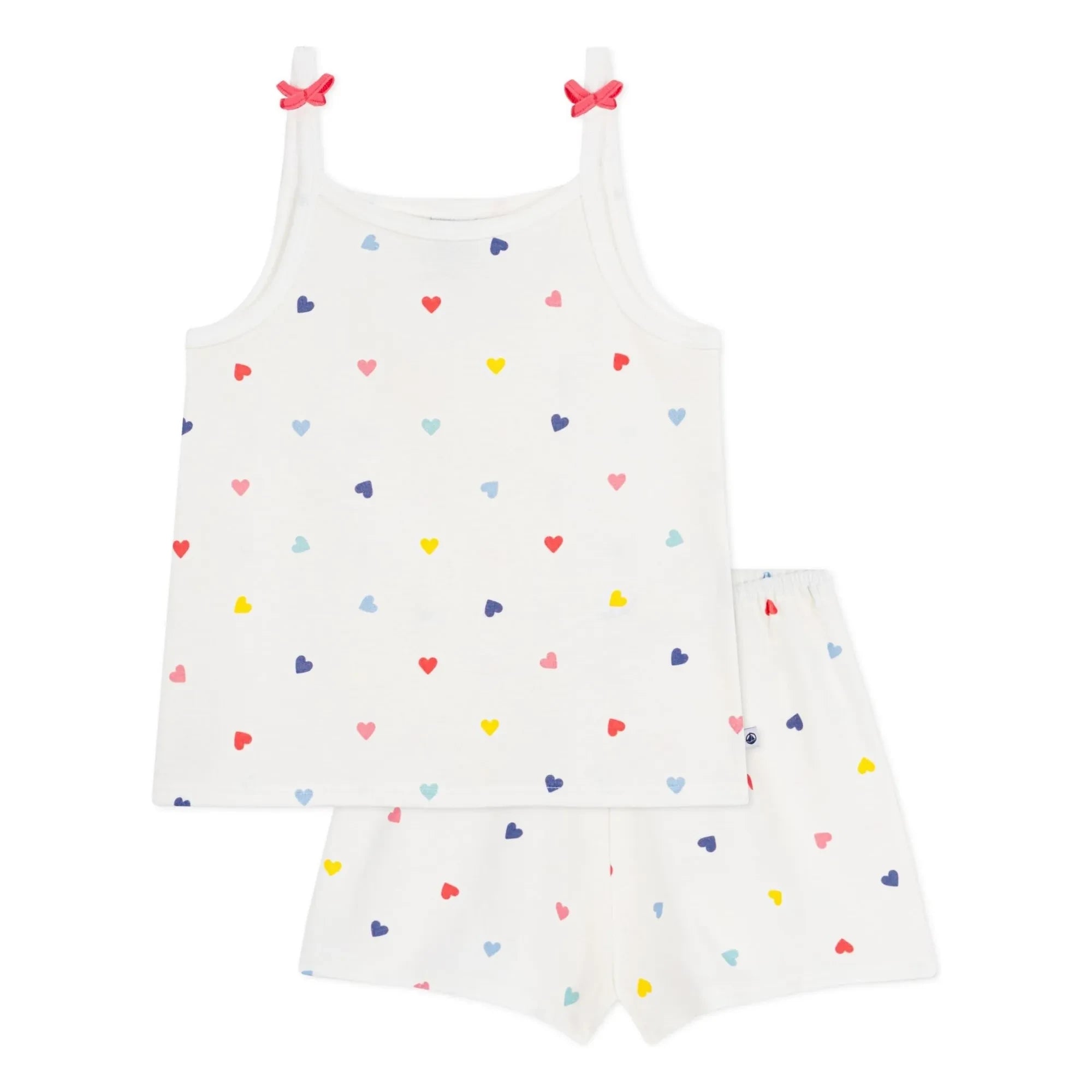 Petit Bateau - Camiseta corta de pijama estampada de corazones | Blanco