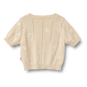 Wheat - Jersey de manga corta de algodón orgánico con flores para bebé Malvina | Crudo