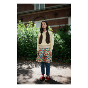 Repose AMS - Vestido de algodón orgánico con estampado floral y volantes | Amarillo claro