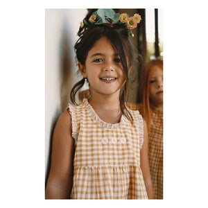 Lilinoa - Top a cuadros bordado Esther | Caramelo