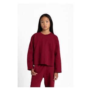 Camiseta Smallable Kid - Peony de algodón orgánico | Rojo cereza