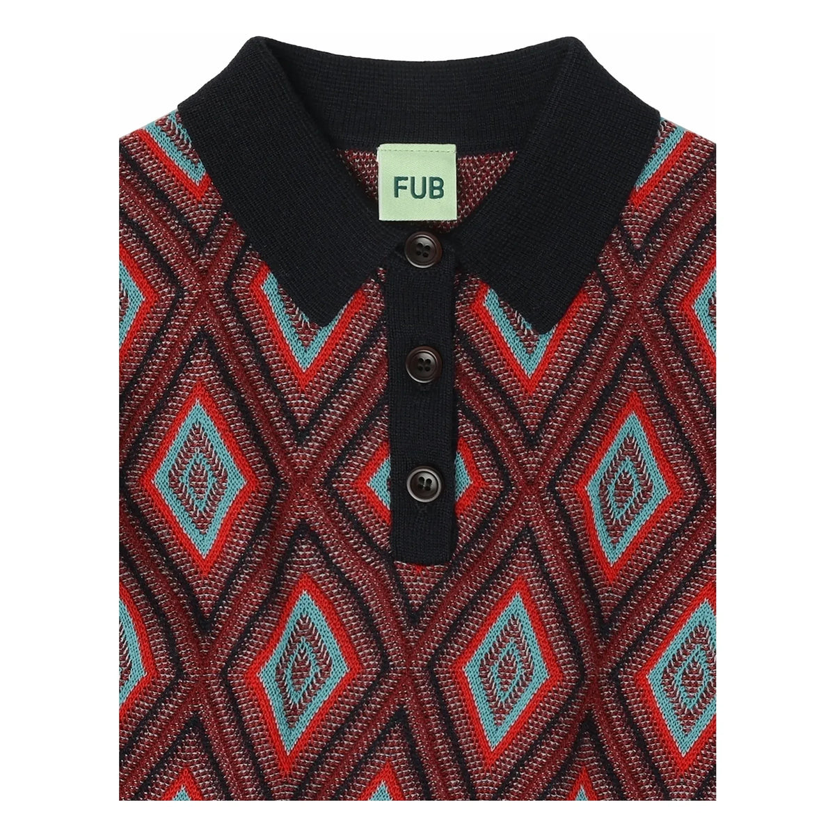 FUB - Polo de lana merino Harlequin | Azul marino