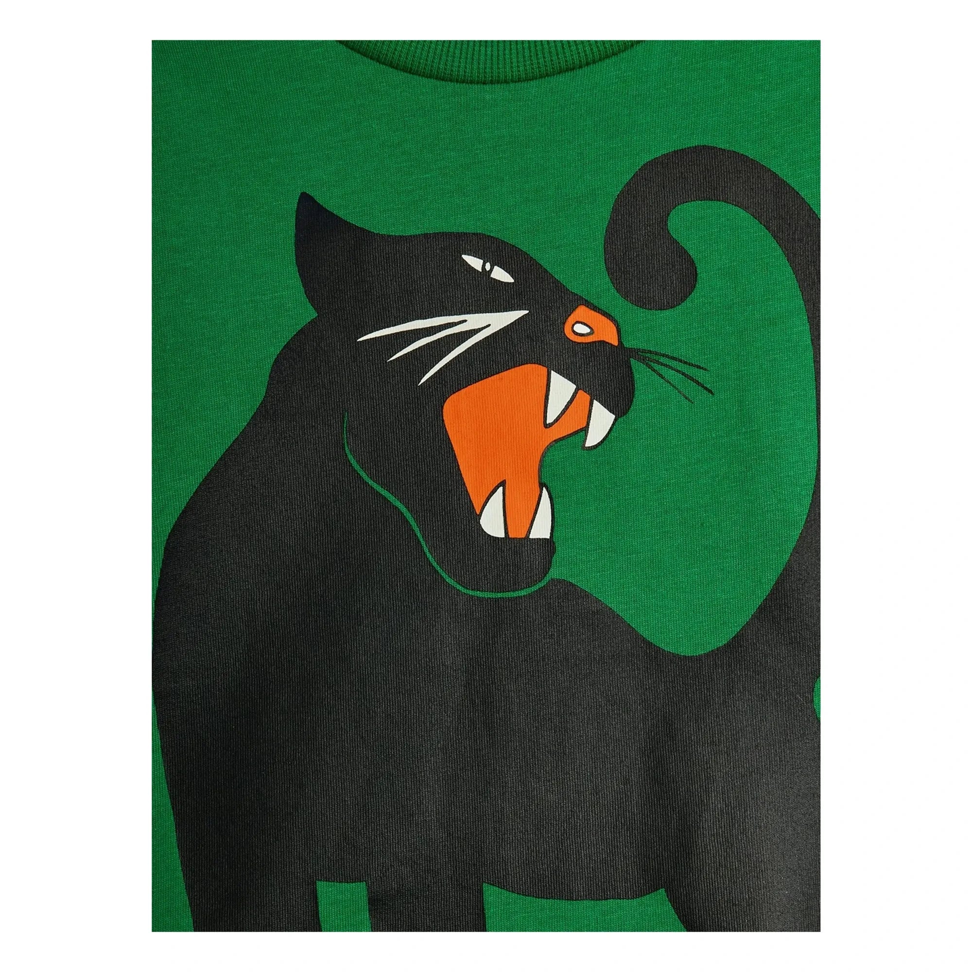 Mini Rodini - Camiseta de algodón orgánico con estampado de pantera | Verde