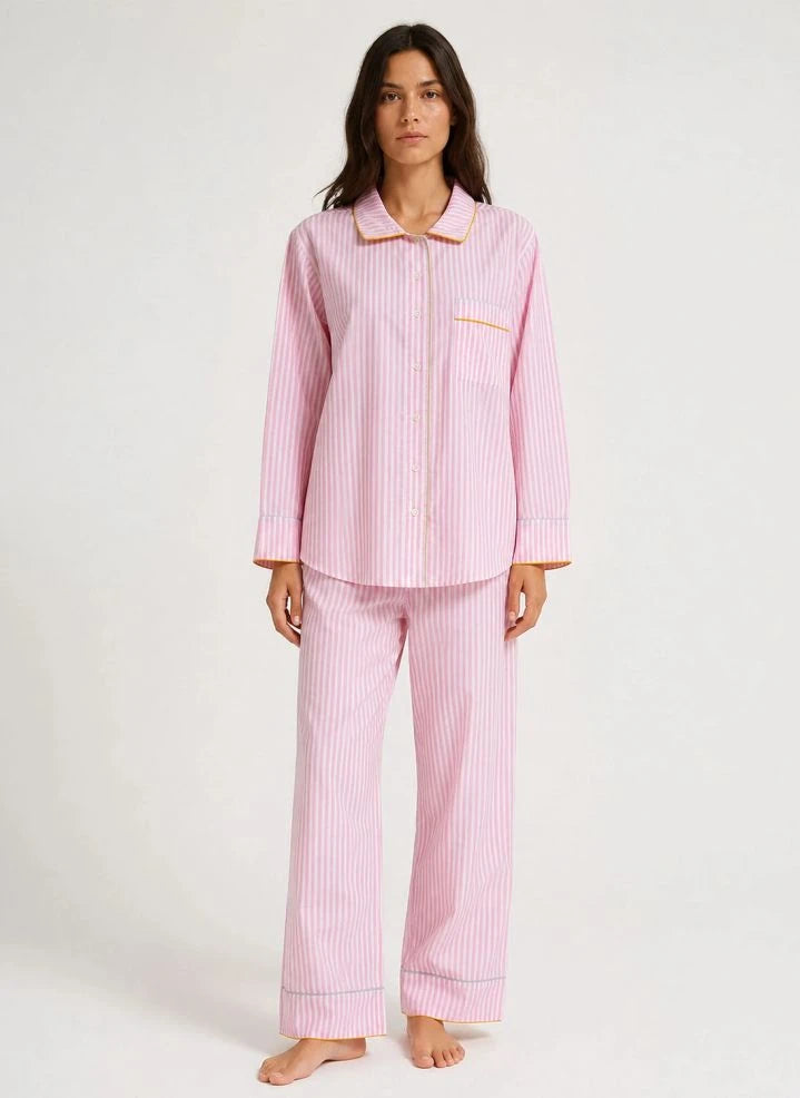 Folkloore - Pijama de Rayas - Colección para Mujeres | Rosa Pálido