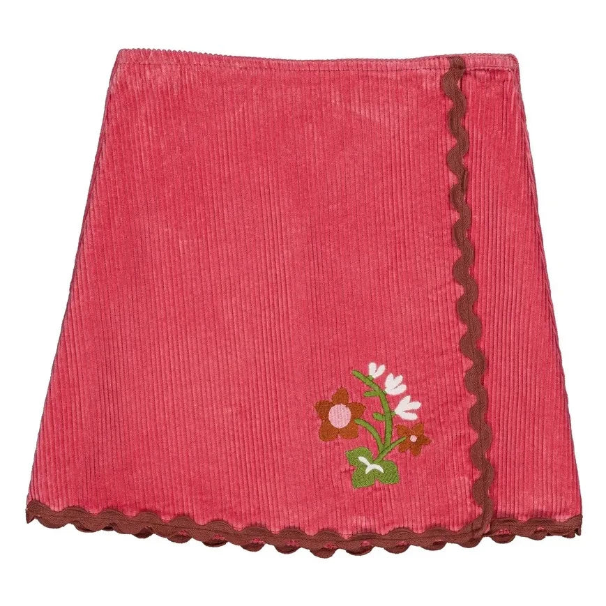 Hello Simone - Kadife Scout Falda | Rosa