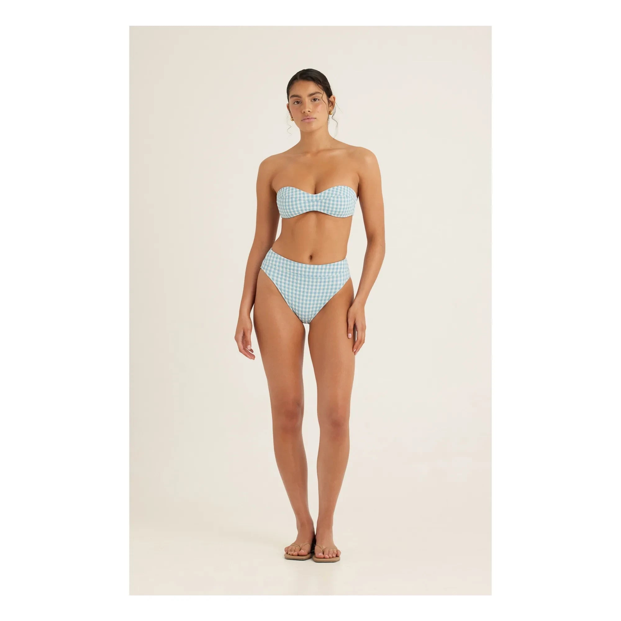 Peony - Parte superior de bikini bustier Vichy | Azul