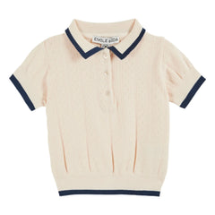 Emile et Ida - Polo de algodón orgánico calado en contraste | Crema