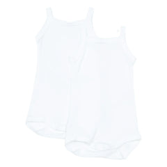 Petit Bateau - Conjunto de 2 peleles sin mangas de algodón orgánico para bebé | Blanco