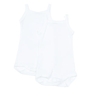 Petit Bateau - Conjunto de 2 peleles sin mangas de algodón orgánico para bebé | Blanco