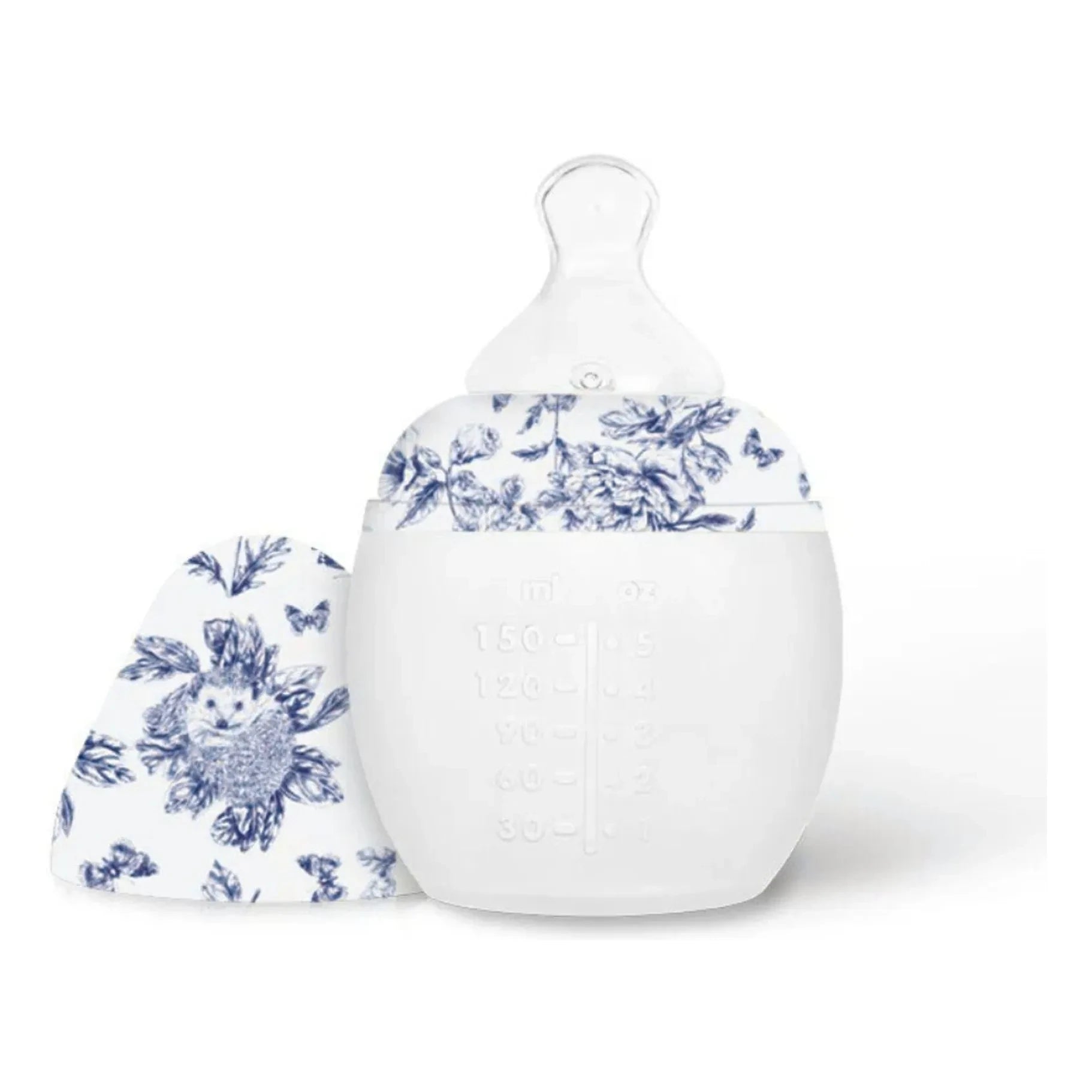 Elhée - Biberón de silicona médica Toile de Jouy y tetina fisiológica - Elhée x Tartine et Chocolat | Azul marino