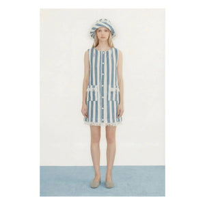 The Tiny Big Sister - Vestido de rayas de algodón | Azul denim