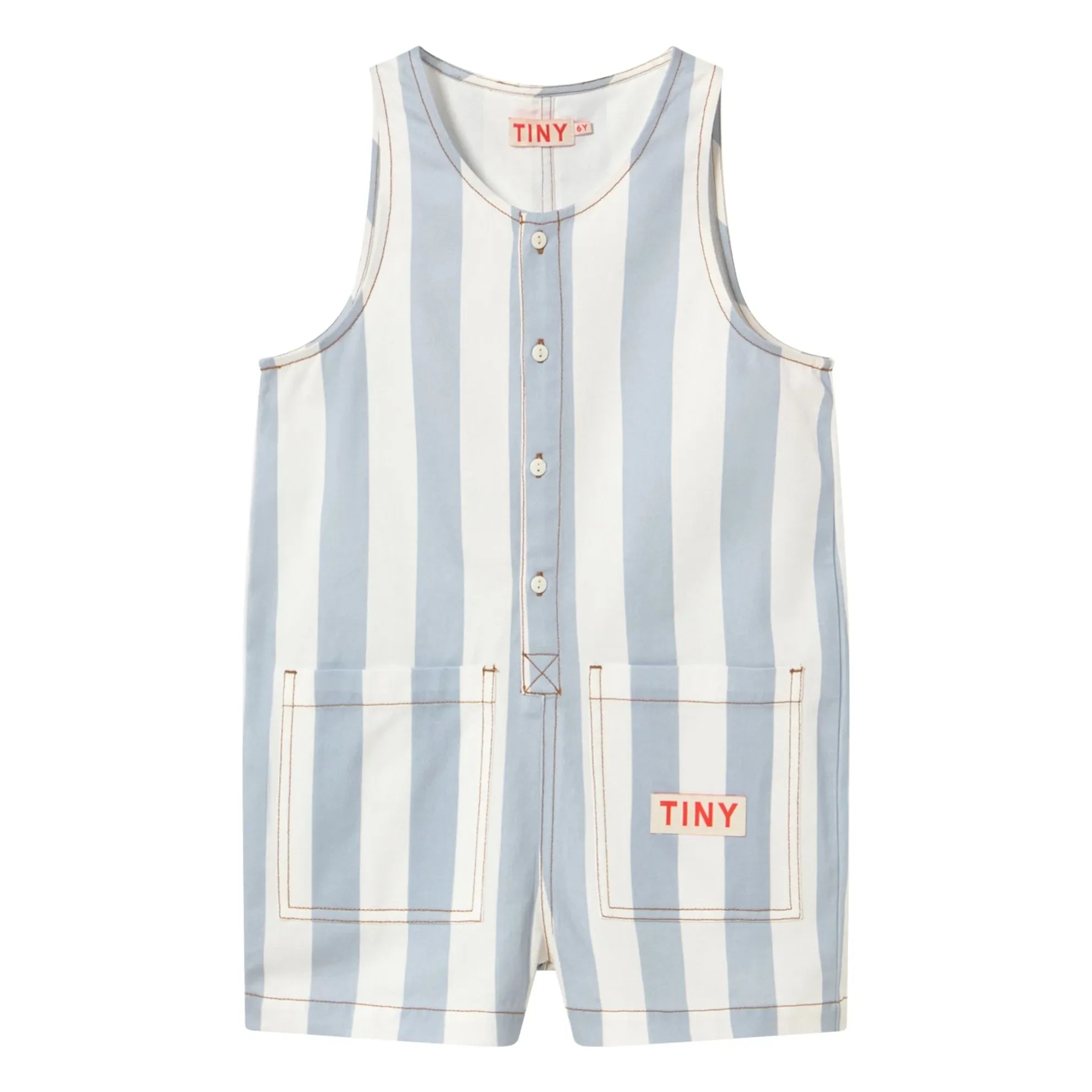Tinycottons - Mono de sarga a rayas finas azules