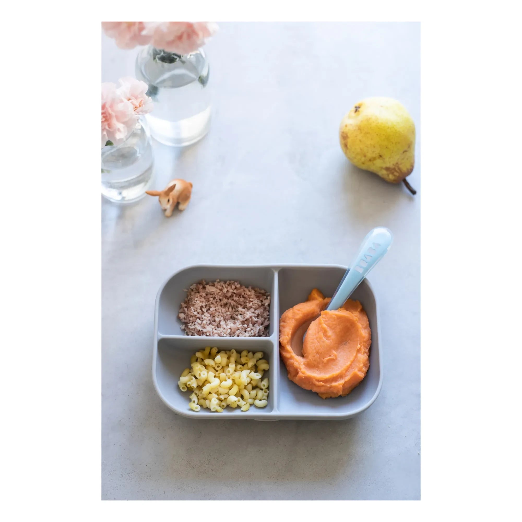 Béaba - Set de Comida de Silicona | Gris Claro