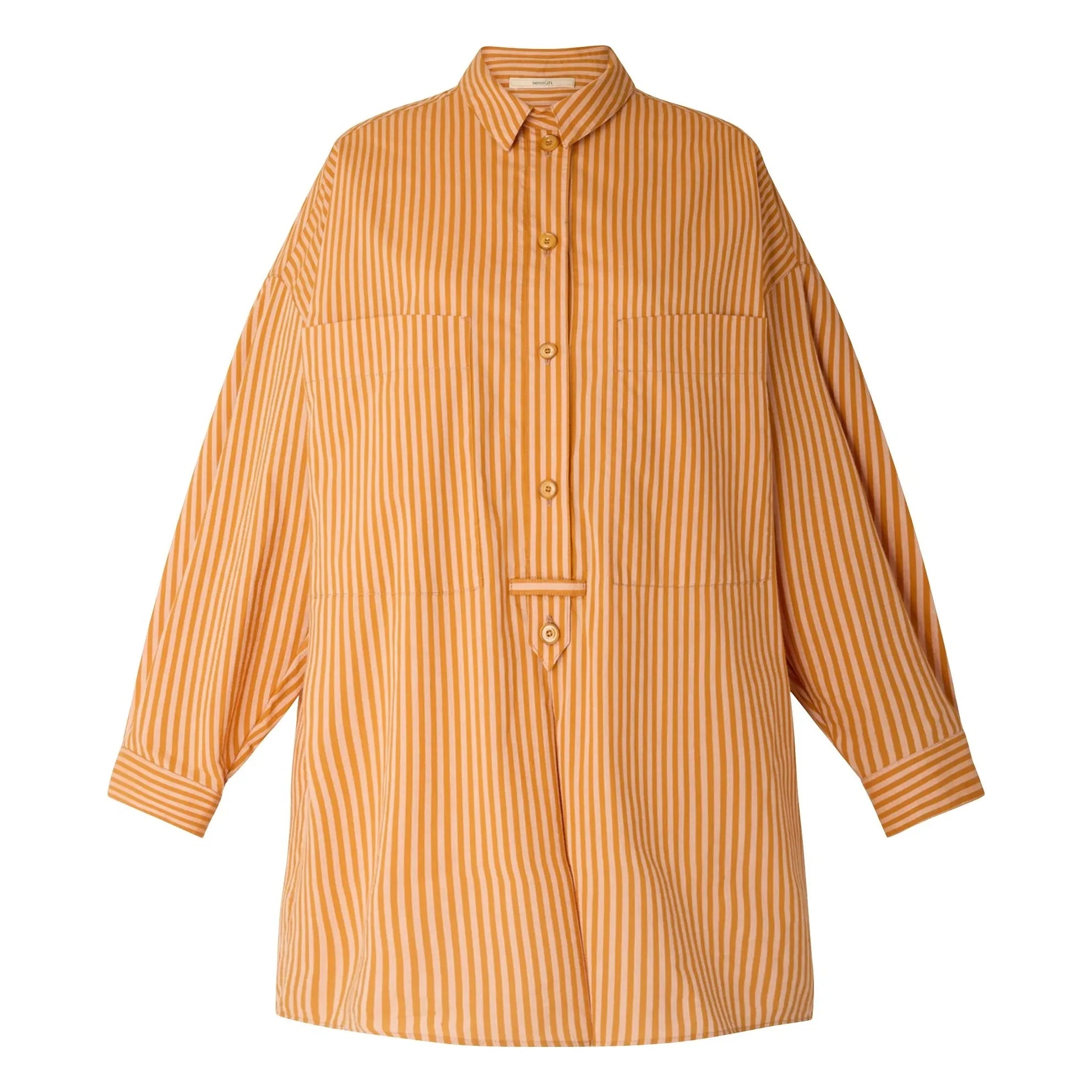 Sessùn - Vestido a Rayas de Algodón Fontella | Naranja
