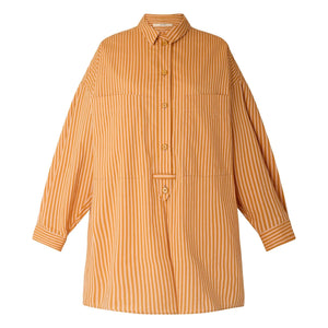 Sessùn - Vestido a Rayas de Algodón Fontella | Naranja