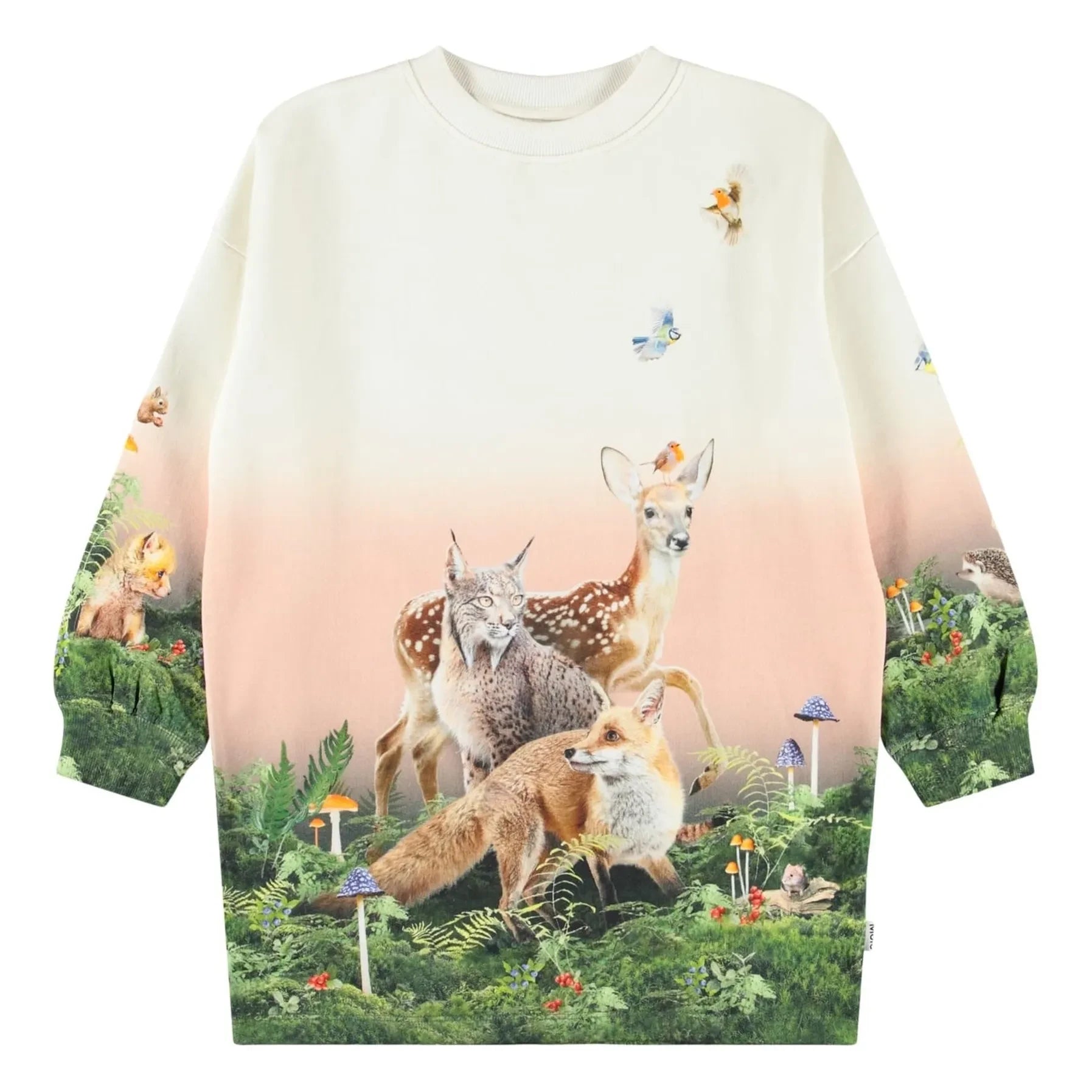 Molo - Cyrella Vestido de algodón orgánico con animales | Blanco