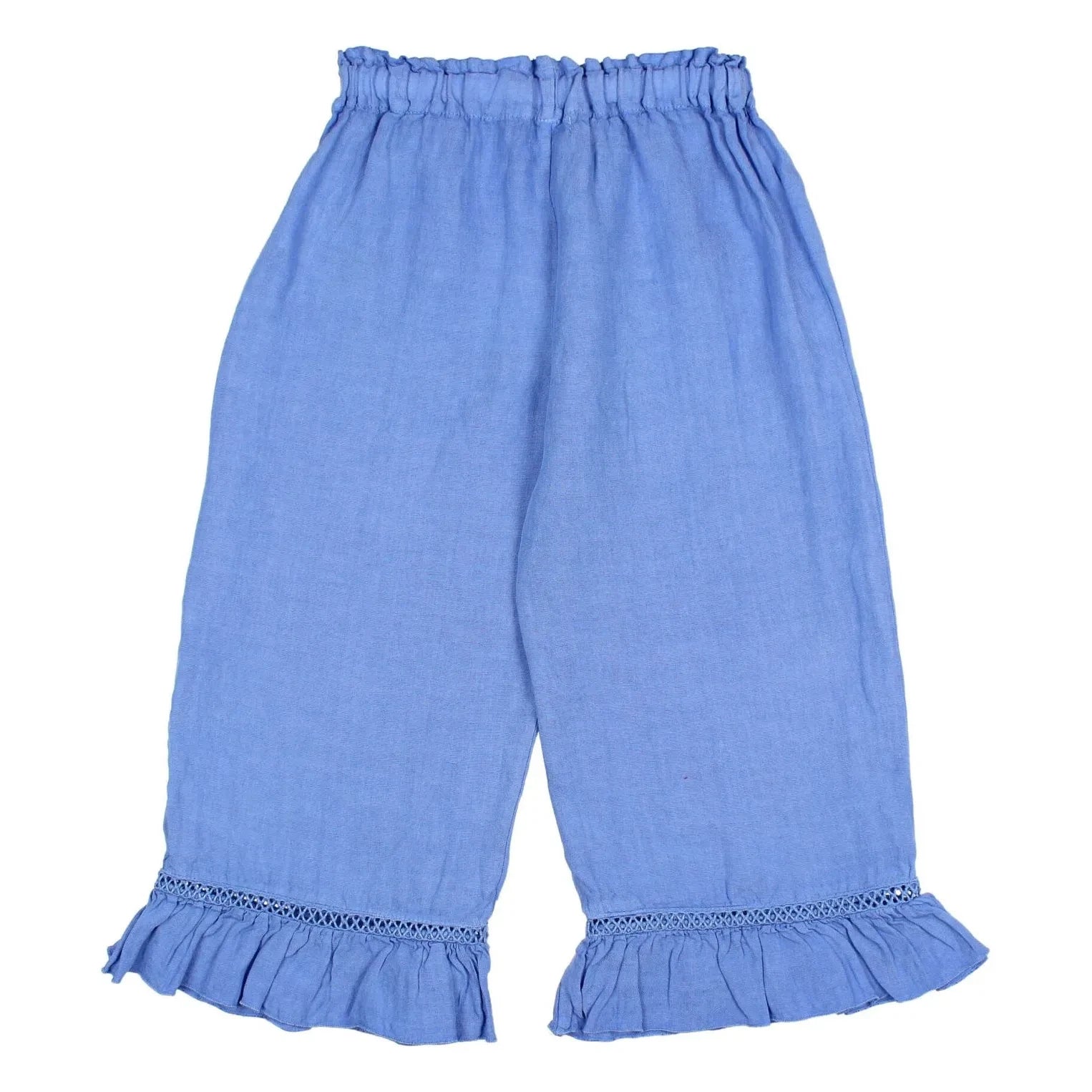 Búho - Pantalones con volantes de lino | Azul claro
