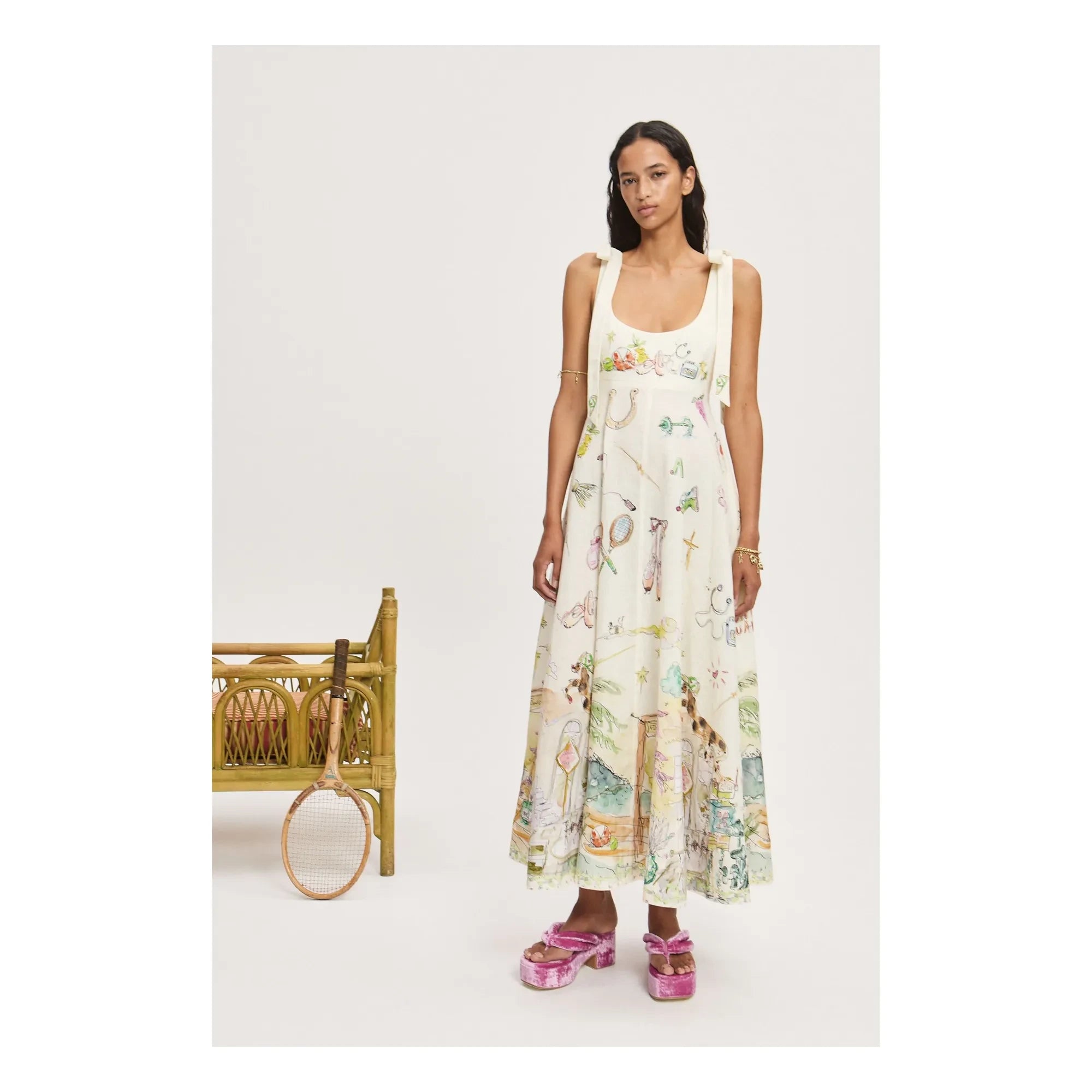 Alémais - Vestido de lino Anouk estilo bailarín | Crema
