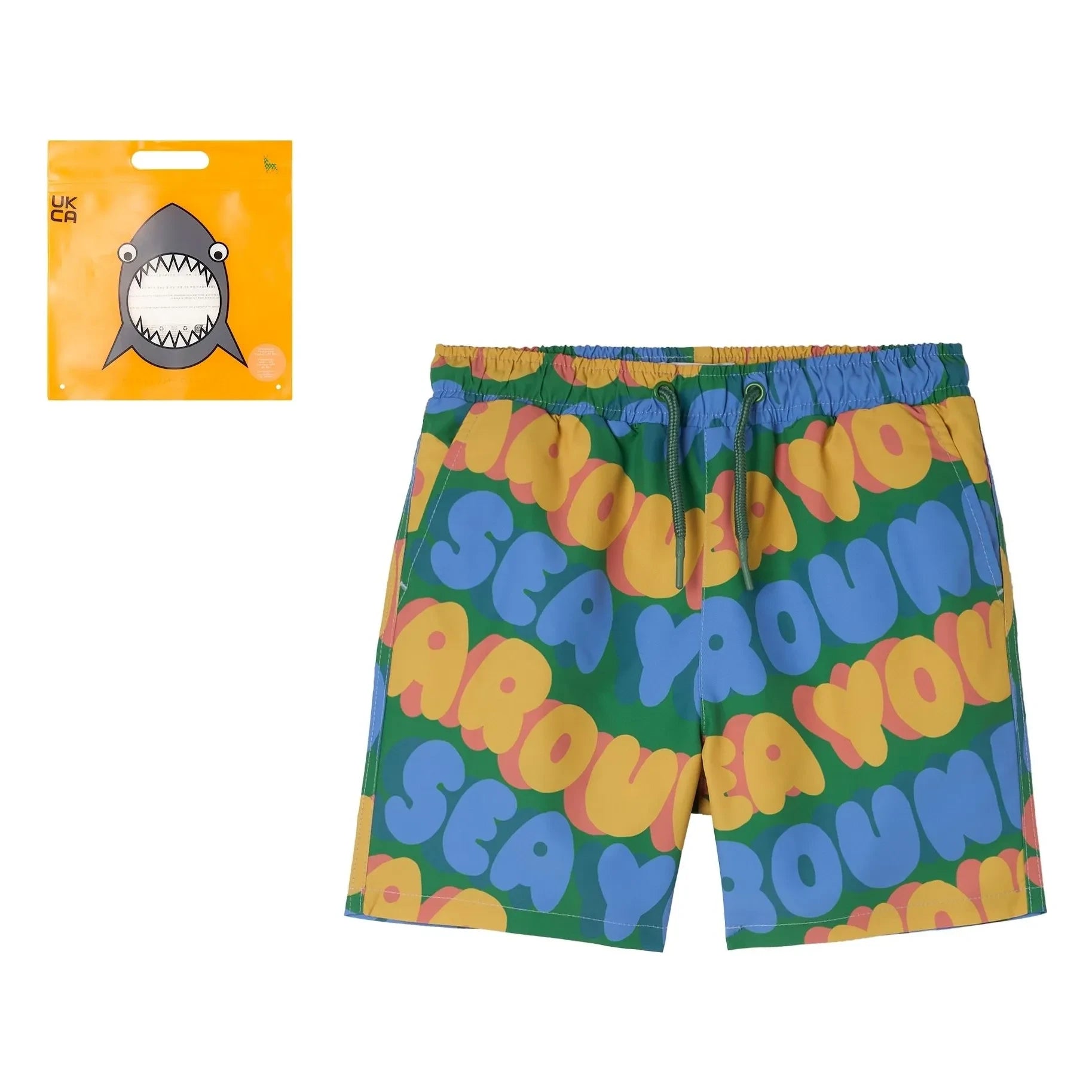 Stella McCartney Kids - Pantalón corto de baño See You Around | Verde