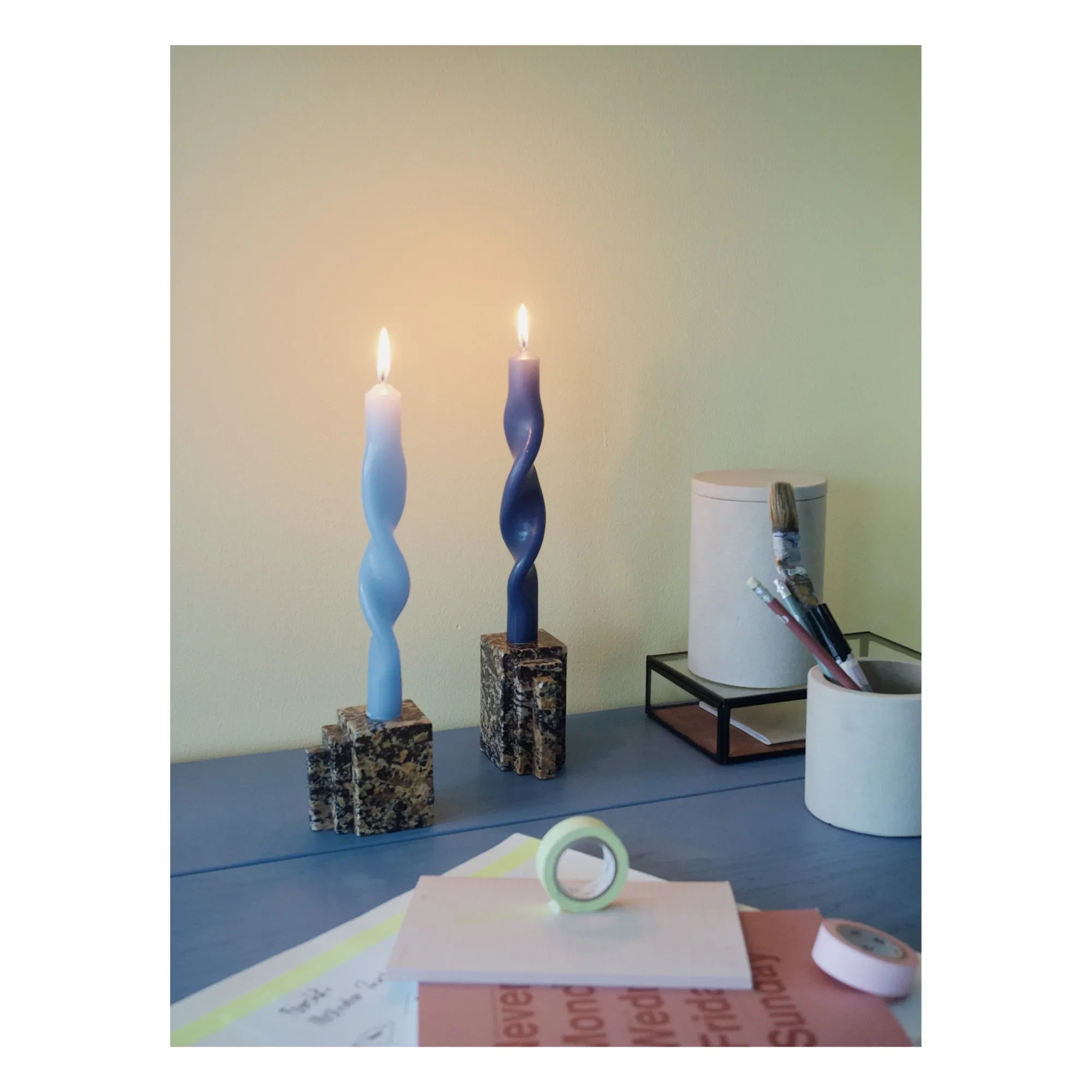 Broste Copenhagen - Velas Retorcidas - Set de 2 | Azul Claro