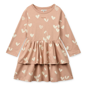 Liewood - Vestido de algodón orgánico Mindy Hearts | Melocotón