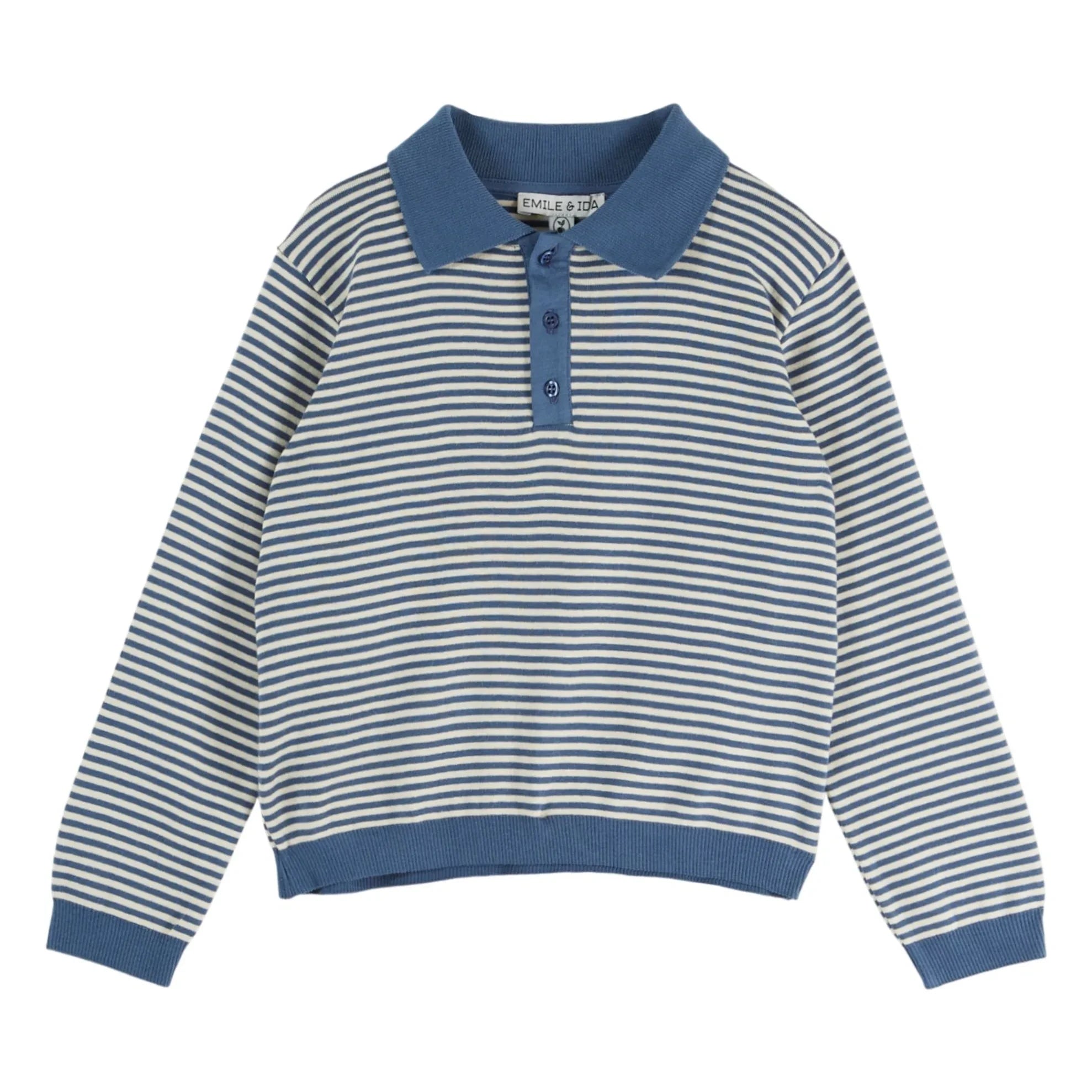 Emile et Ida - Polo de rayas de felpa de algodón orgánico | Azul