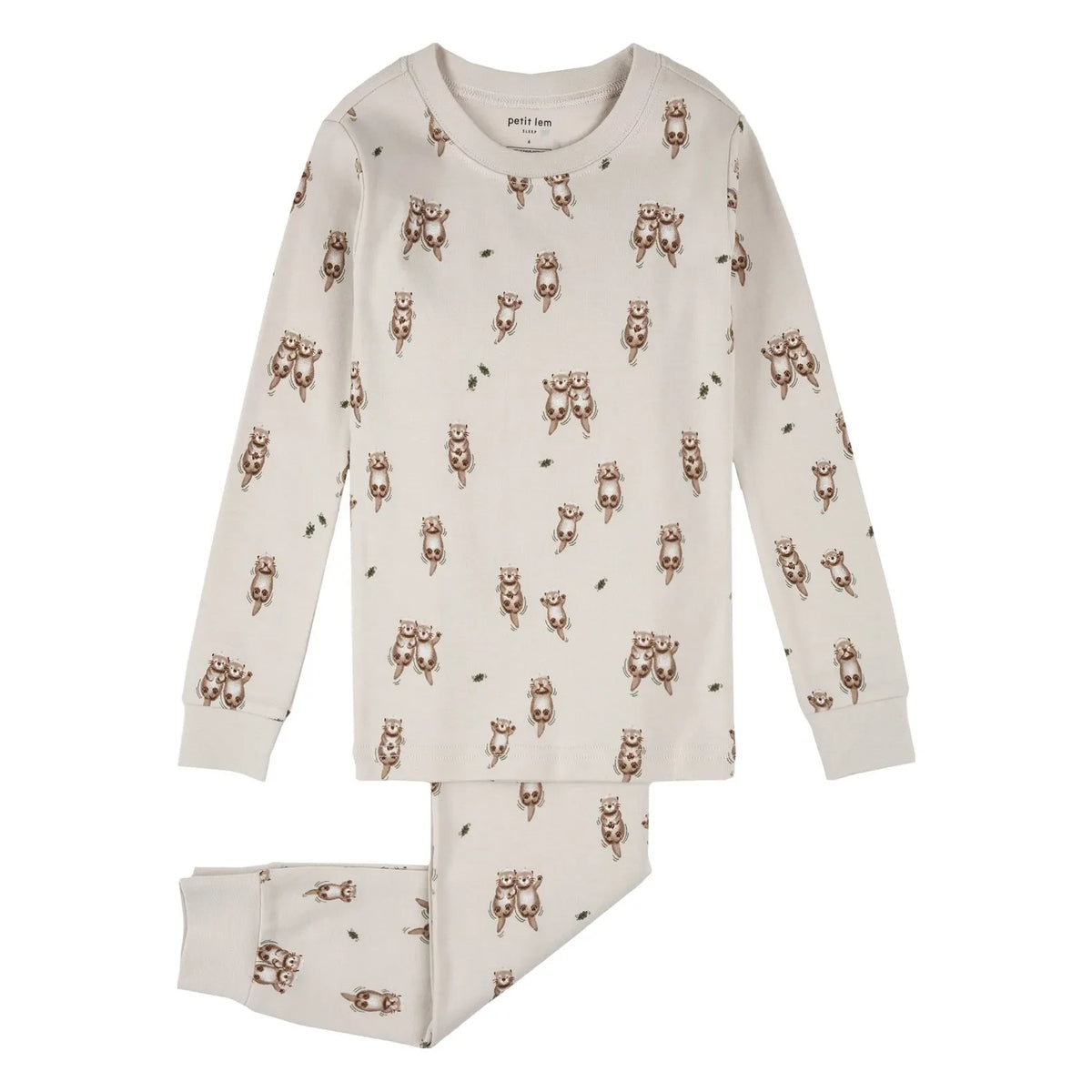 Petit Lem - Pijama de nutria de algodón orgánico | Beige