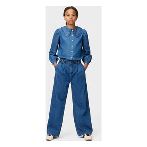 Molo - Robbin Denim Yakalı Bluz Organik Pamuk | Mavi