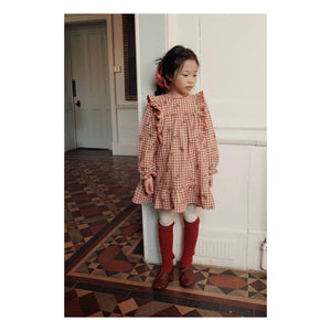Emile et Ida - Kareli Fırfırlı Elbise | Kırmızı