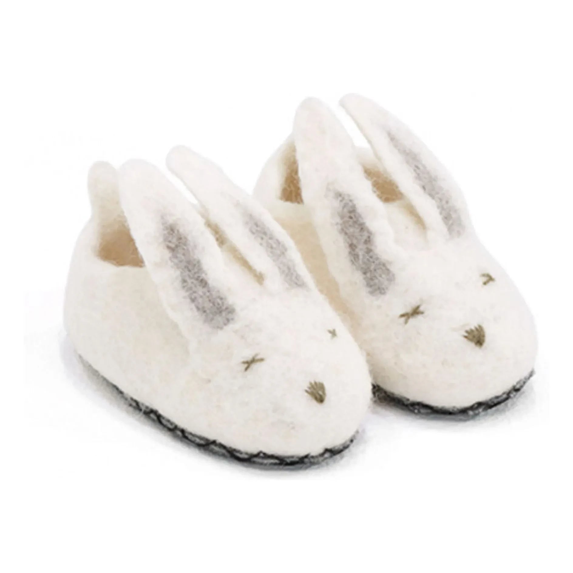 Muskhane - Pantuflas de fieltro y piel de conejo | Crudo