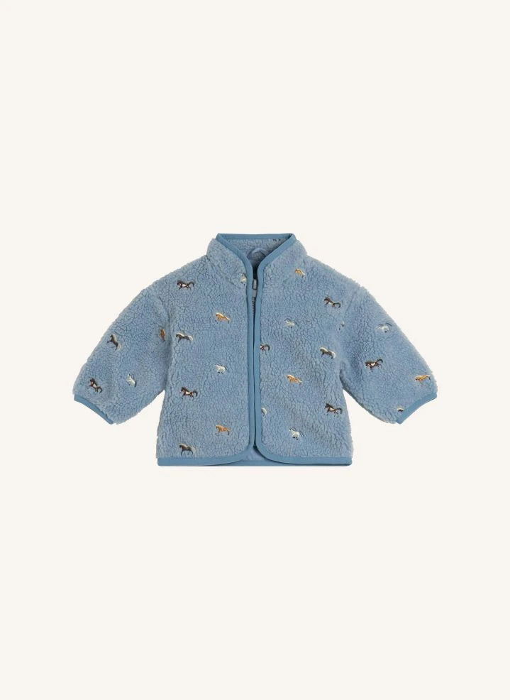 Stella McCartney Kids - Chaqueta Sherpa con motivo de caballo | Azul claro