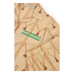 The Animals Observatory - Conjunto de camisa y pantalón corto Magpie de algodón orgánico | Amarillo pálido