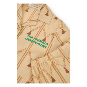 The Animals Observatory - Conjunto de camisa y pantalón corto Magpie de algodón orgánico | Amarillo pálido