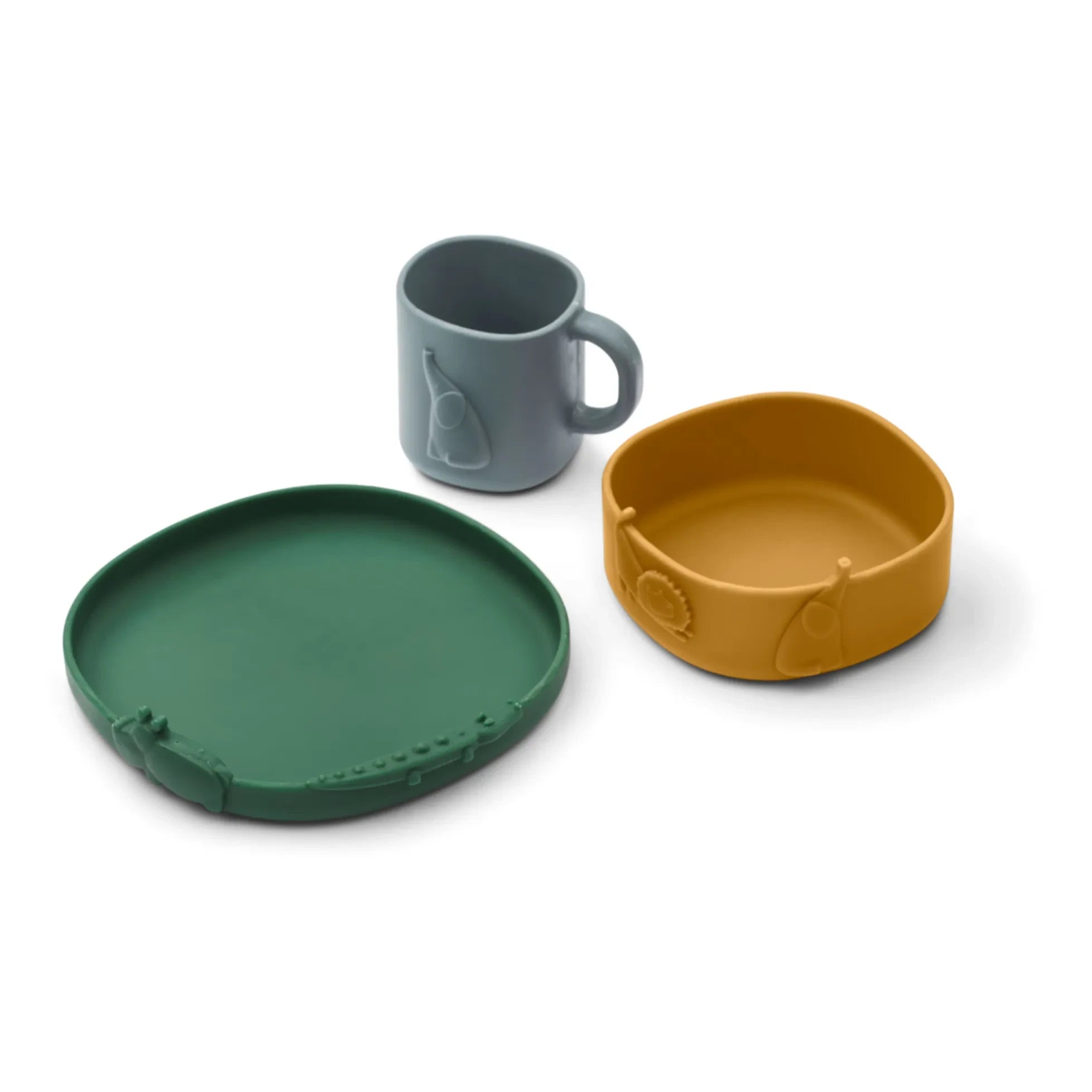 Liewood - Vajilla de silicona Kine - Set de 3 piezas | Mezcla de caramelo dorado