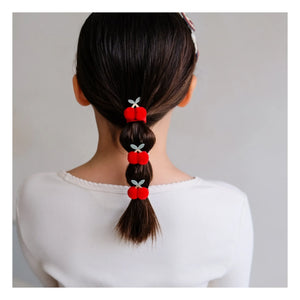 Mimi & Lula - Set de 4 coleteros con pompones de cerezas | Rojo