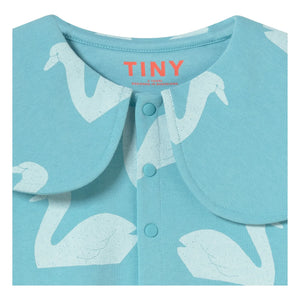 Tinycottons - Sudadera con cuello abotonado Cisnes | Azul claro
