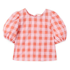 Mipounet - Blusa con mangas globo Mirelle Vichy | Rosa