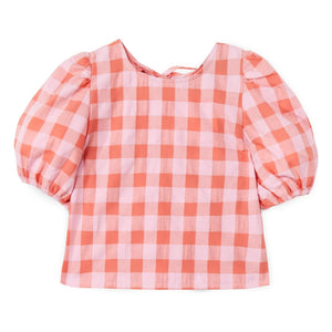 Mipounet - Blusa con mangas globo Mirelle Vichy | Rosa