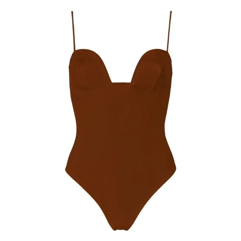 Vanessa Sposi - Vanessa Sposi X Laura Brown: Traje de baño de una pieza Balconette | Chocolate