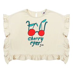 Jelly Mallow - Camiseta con volantes Cherry Eyes | Marfil